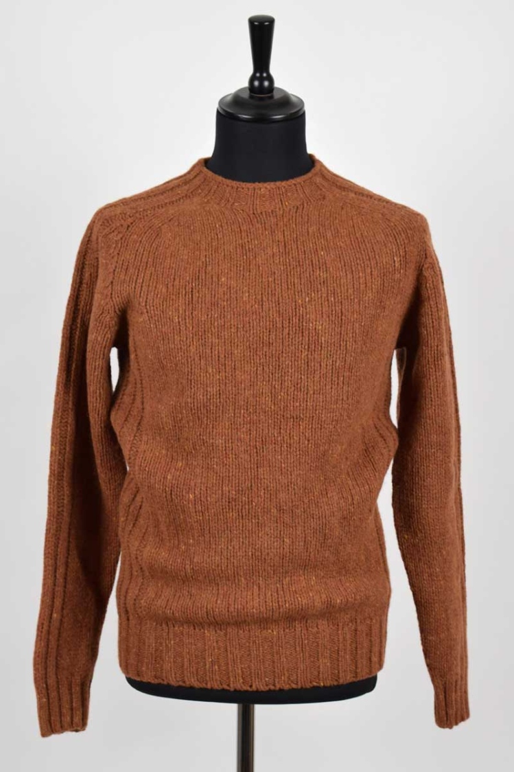 Harley of Scotland Wollpullover für Herren in Cognac-Braun