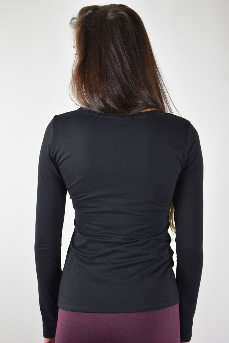 Langarmshirt für Schwarz Damen Made - - in Baumwolle organische EU