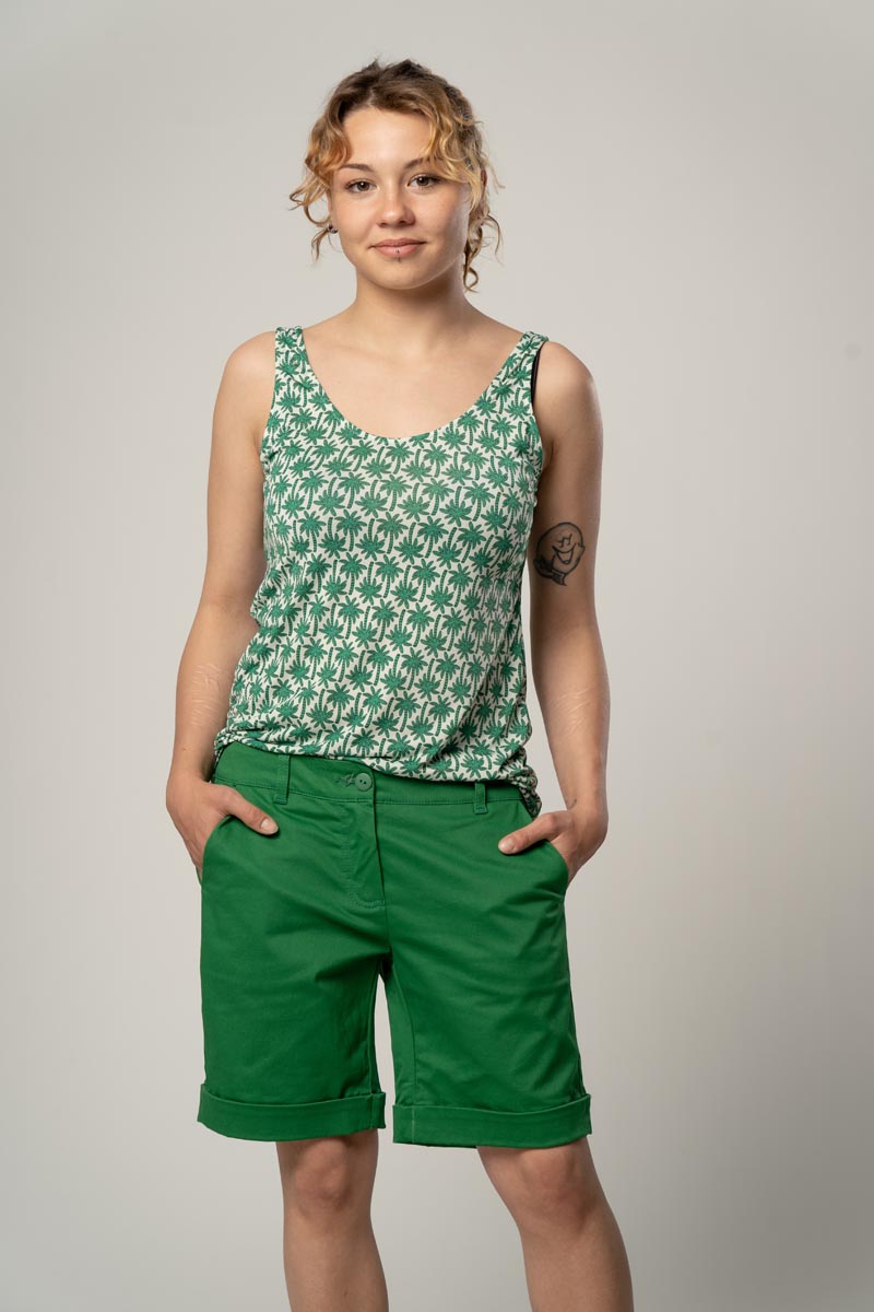 Grüne Bermuda Shorts Sophia für Damen - feine Baumwolle