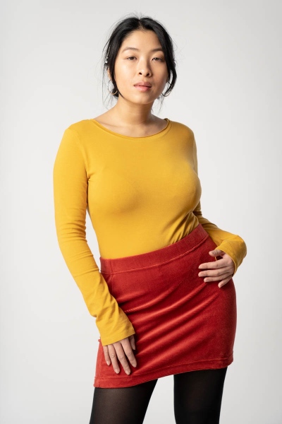 nachhaltiger für Gelb Langarmshirt Damen Bio - Baumwolle aus